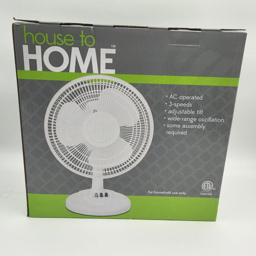 House to Home 12-inch Oscillating Table Fan White