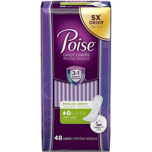 Poise Daily Incontinence Panty Liners Very Light Absorbency Regular Length 48 ct.