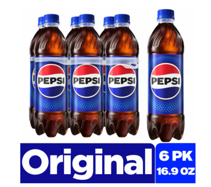 EXPIRES AUGUST 2024: Pepsi Cola Soda Bottles 6 pk. 16.9 fl. oz.