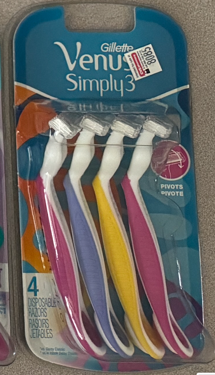 Venus Simply 3 Disposable Razor Pivots 4 ct.