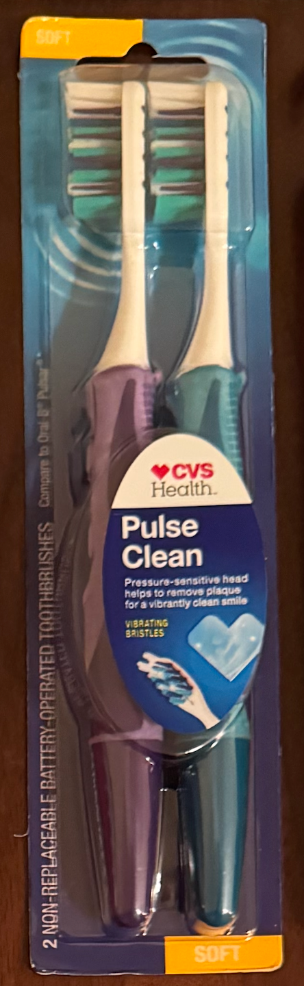 CVS Pulse Clean Battery Operated Toothbrush Twin Pack Soft