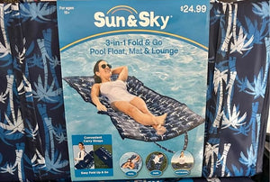 Sun & Sky 3-in-1 Fold & Go Pool Float, Mat & Lounge