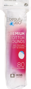 Beauty 360 Premium Cotton Rounds 80 ct.