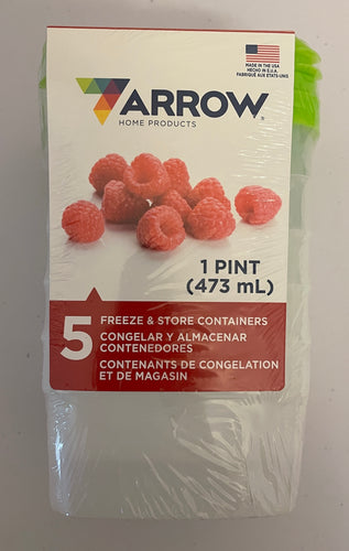 Arrow Storage Containers For Freezer (1 Pint) 5 Ct